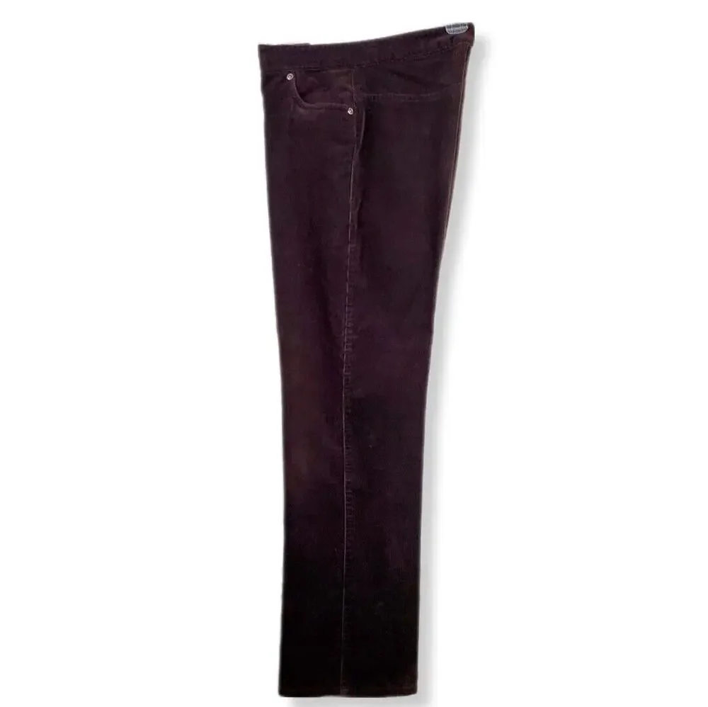 Women 90s Y2K Brown Straight Leg Fine Corduroy Pant 4P Country Fall Cabincore